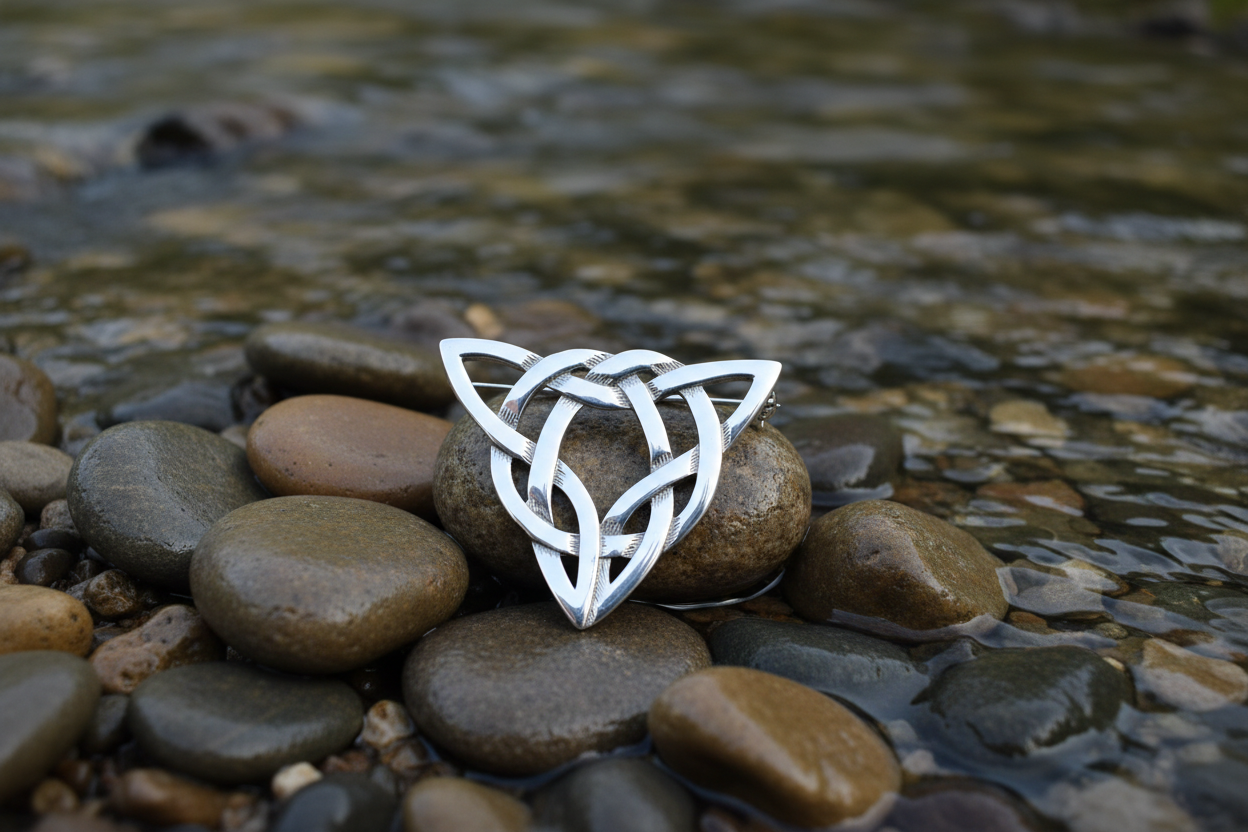 Sterling Silver or Gold Celtic Brooch - B190 Shetland