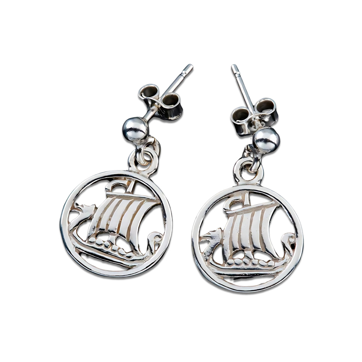 Silver Or Gold Viking Ship Earrings - E99D- Shetland