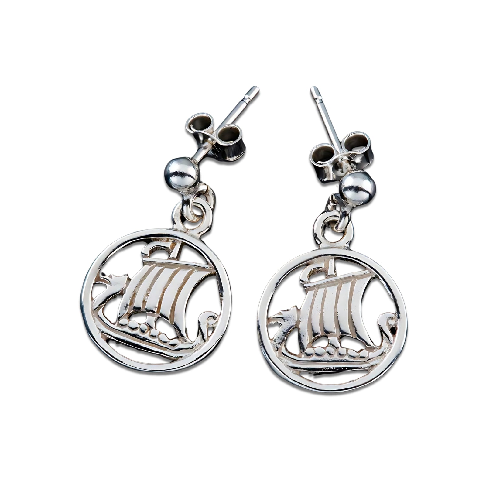 Silver Or Gold Viking Ship Earrings - E99D- Shetland