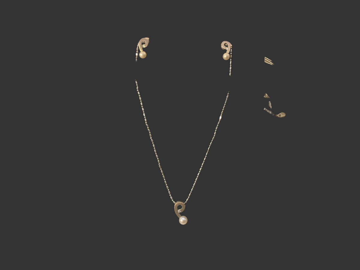 Platinum Designer Pendant Set With Diamonds and Pearls