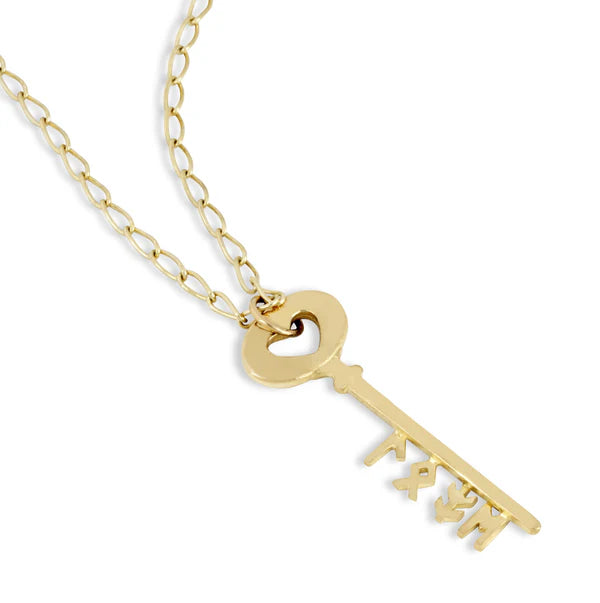 &#39;Love&#39; Key gold Pendant