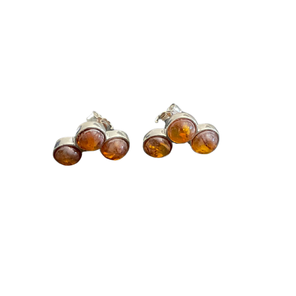Silver &amp; Amber Earrings - GoldmajorA1