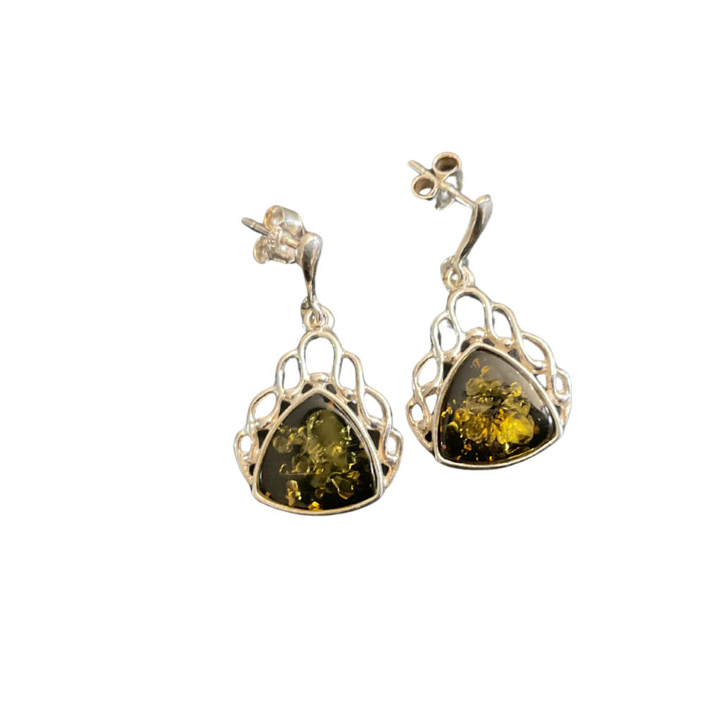 Silver &amp; Amber Earrings - Goldmajor A13