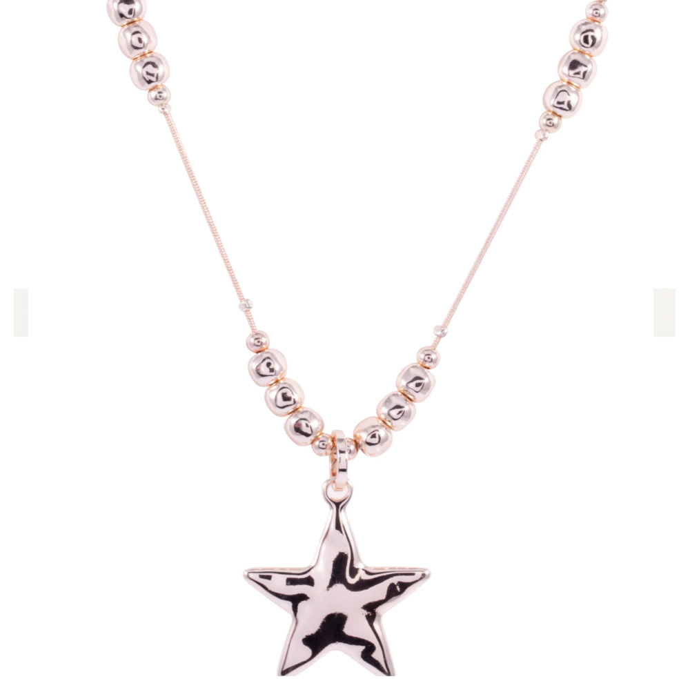 Fashion Jewellery Rose Gold Coloured Star Necklace