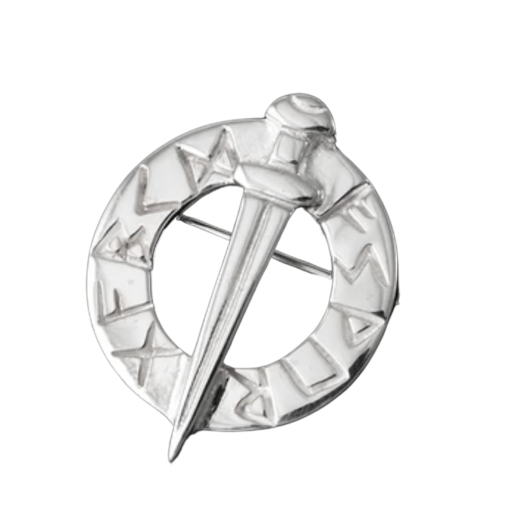 Viking Runes Sterling Silver Brooch - B630