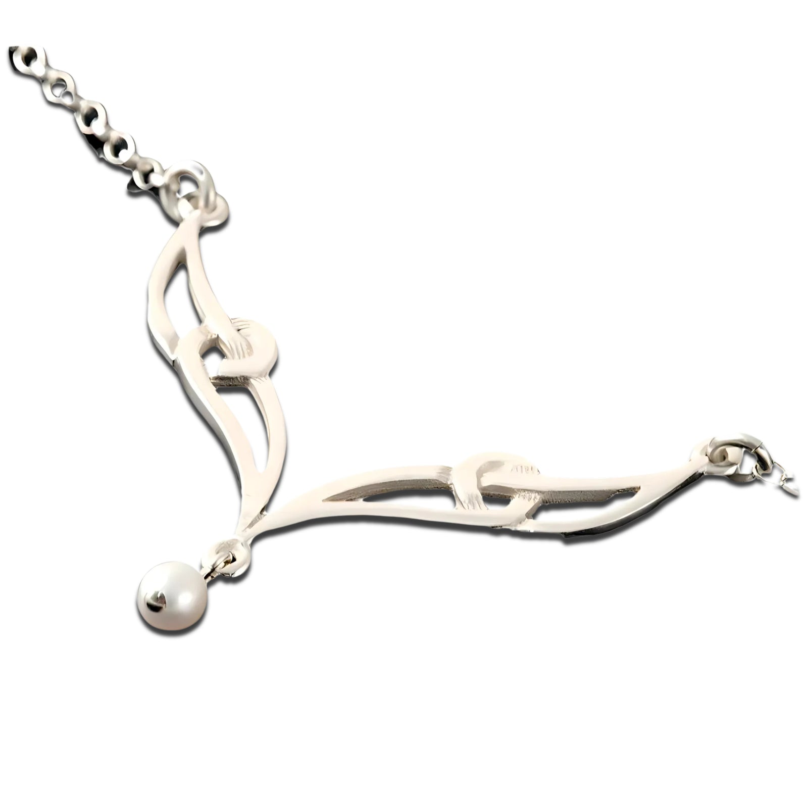 Silver or Gold Celtic Pearl Necklace - P450- Shetland