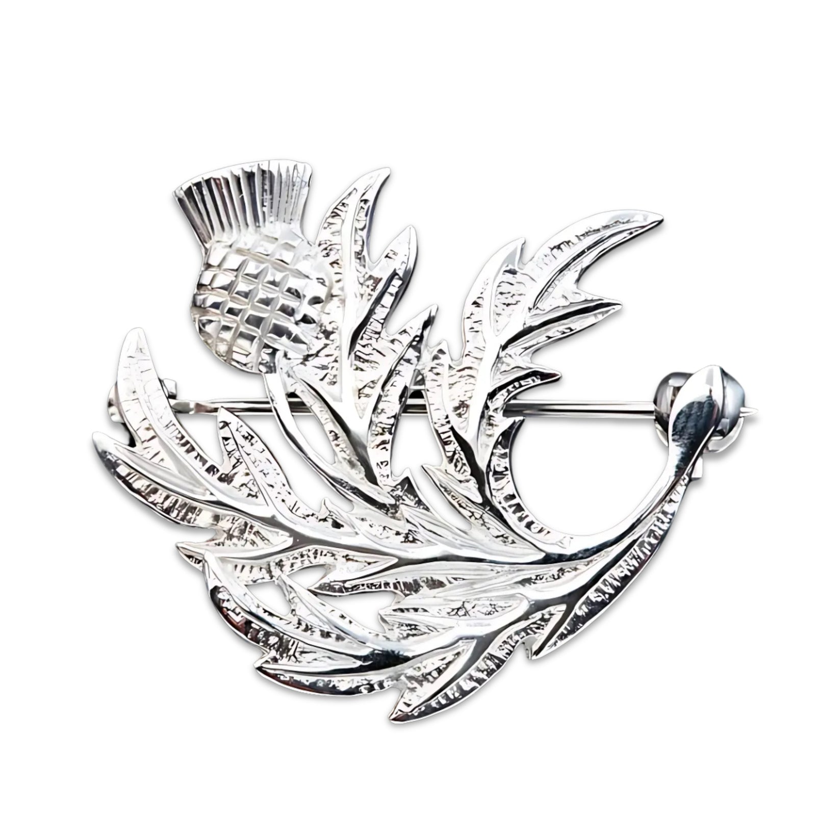 Sterling Silver or Gold Thistle Brooch - B332 Shetland