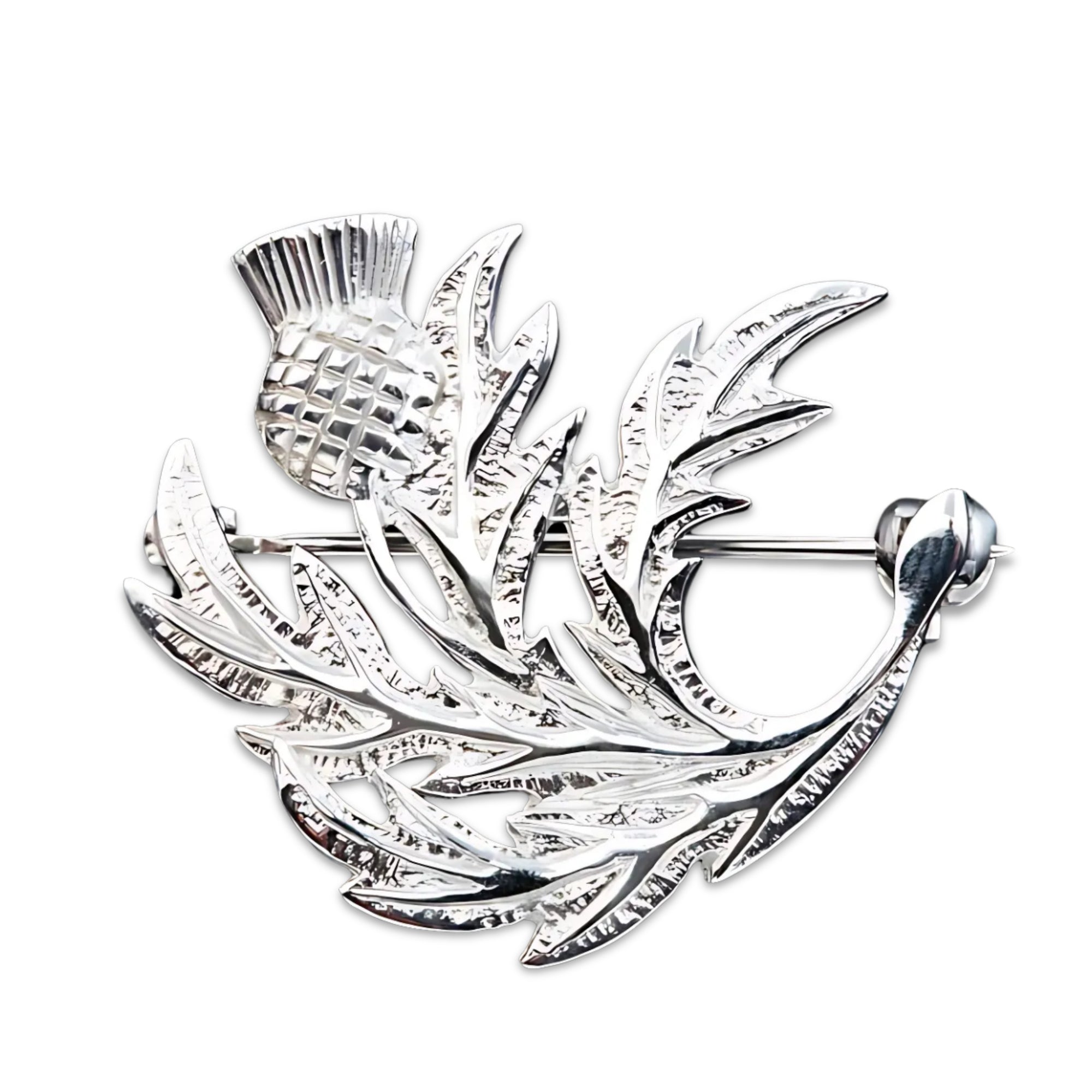 Sterling Silver or Gold Thistle Brooch - B332