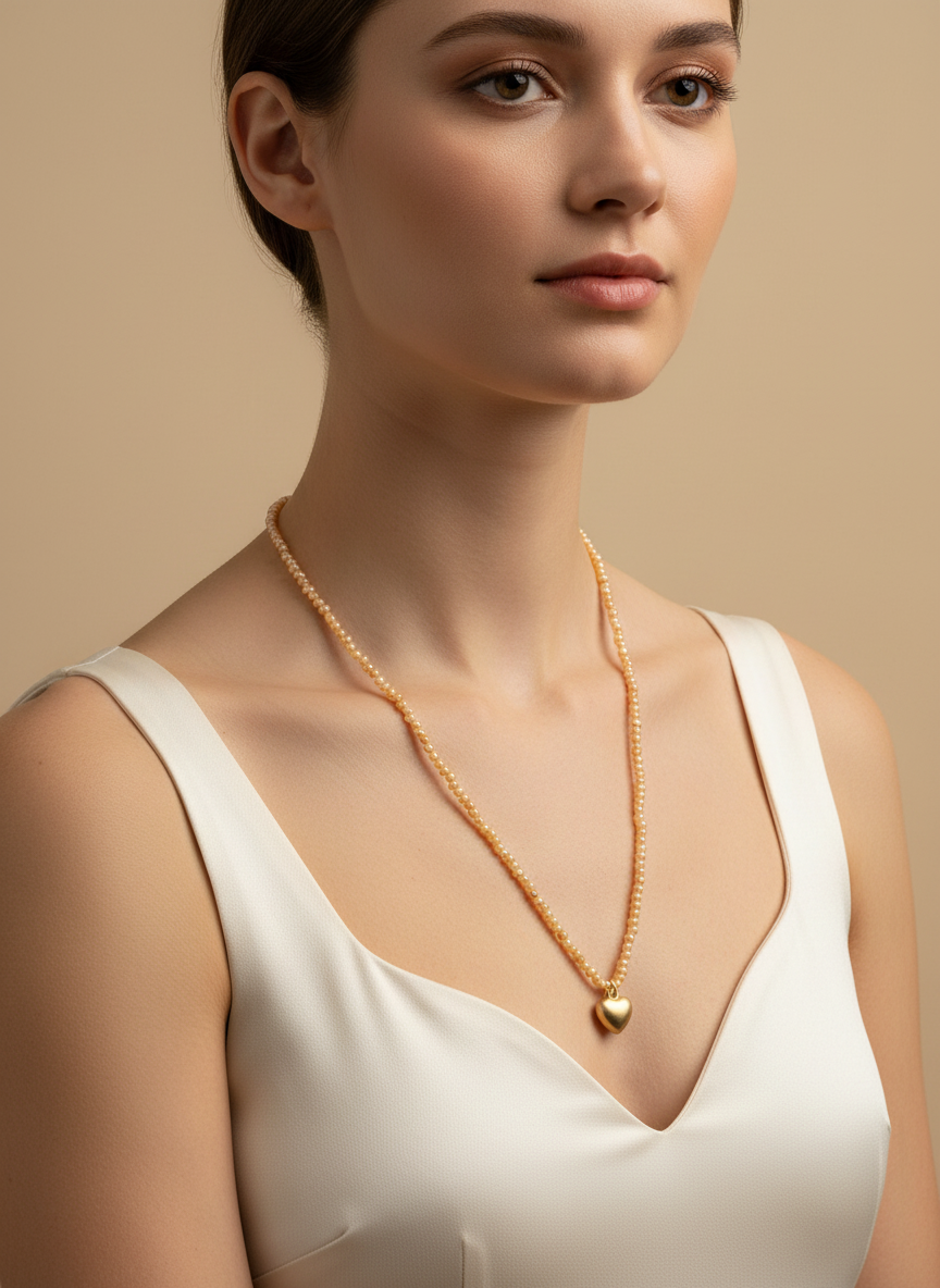 Fashion Jewellery Peach Colour Freshwater Pearl Necklace/Bracelet.