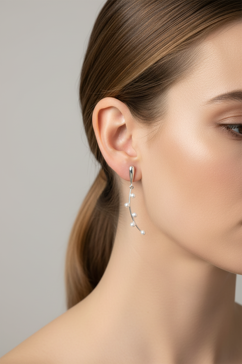 Sterling Silver Earrings Set With Freshwater Pearls