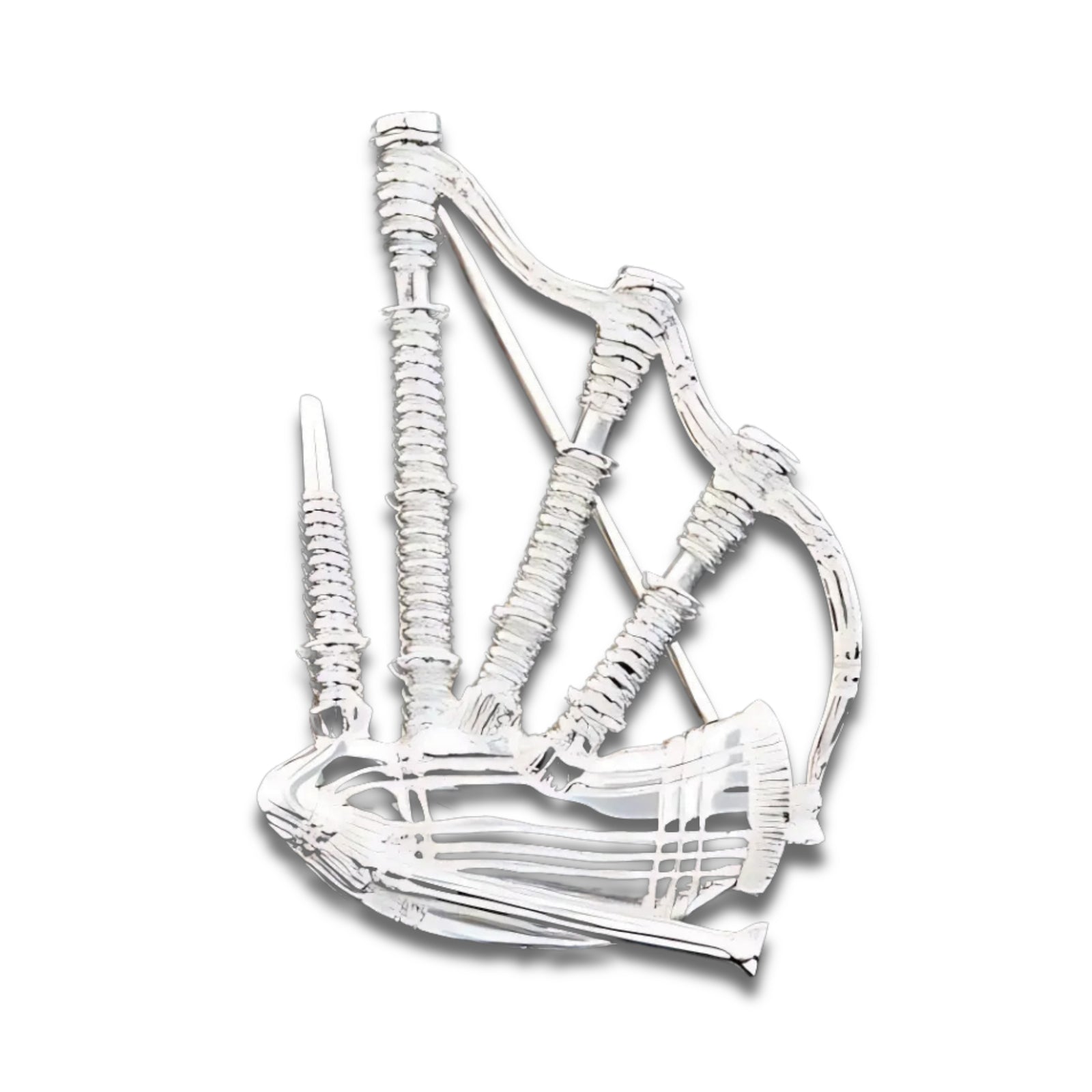 Sterling Silver or Gold Bagpipes Brooch - B57 Shetland