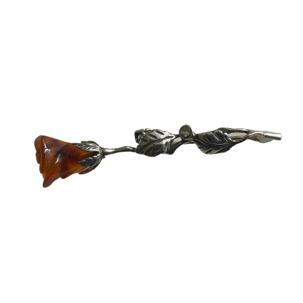 Designer Sterling Silver- Amber Rose Brooch BR7