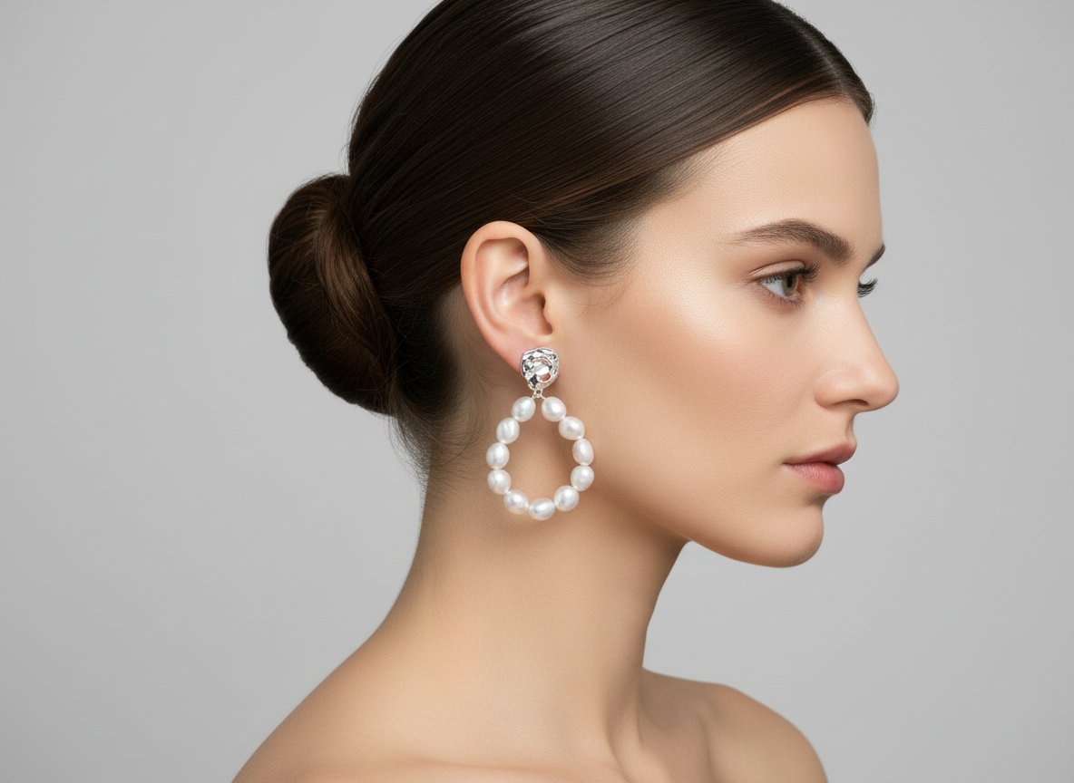 Sterling Silver &amp; Pearl Earrings Hagit Gorali