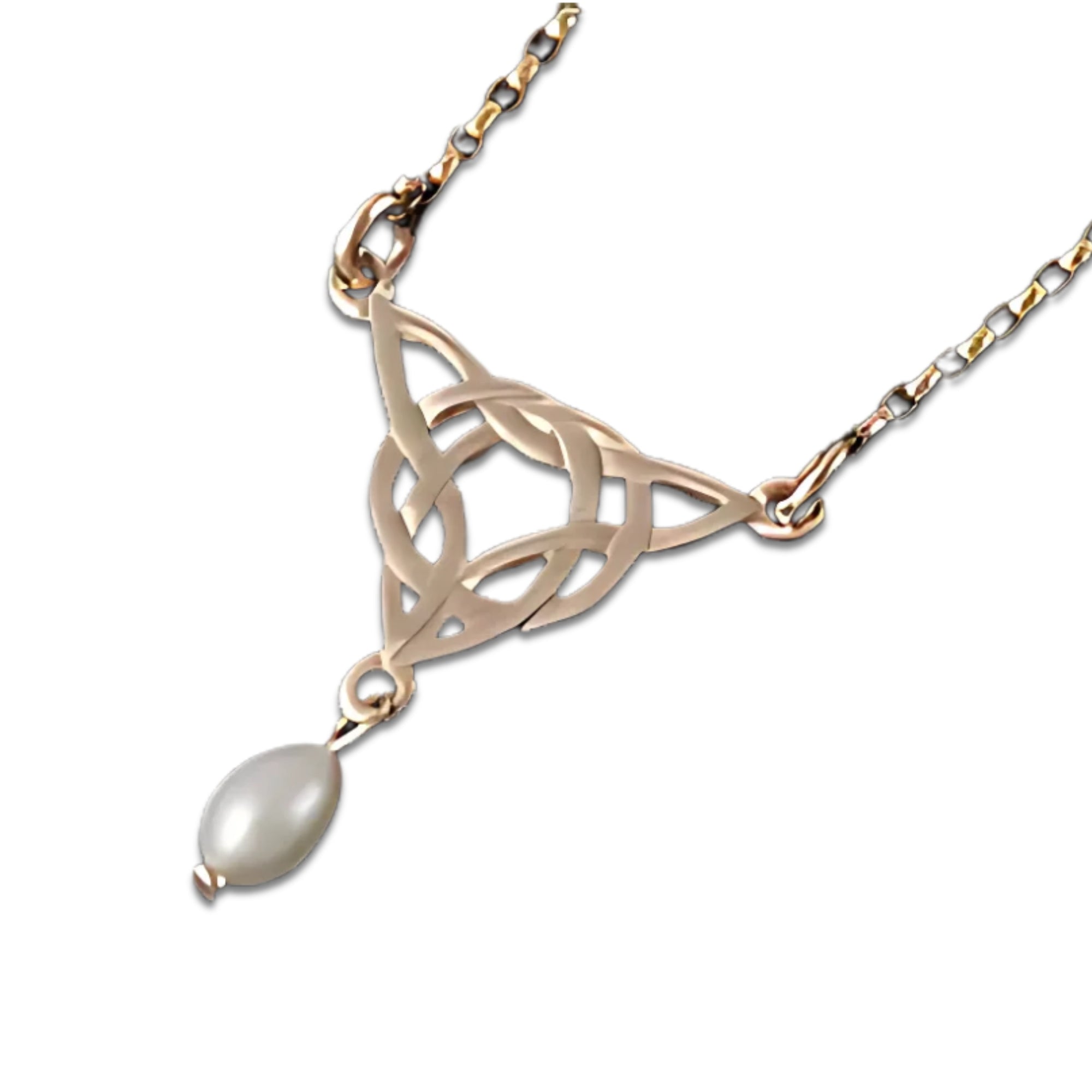 Silver or Gold Celtic Pearl Necklace - HP192- Shetland