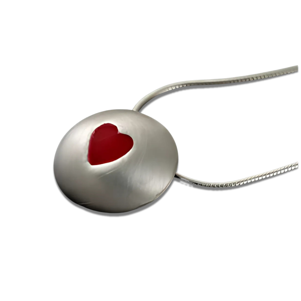 Silver Peerie Smoorikins Enamel Heart Pendant - P352R Shetland