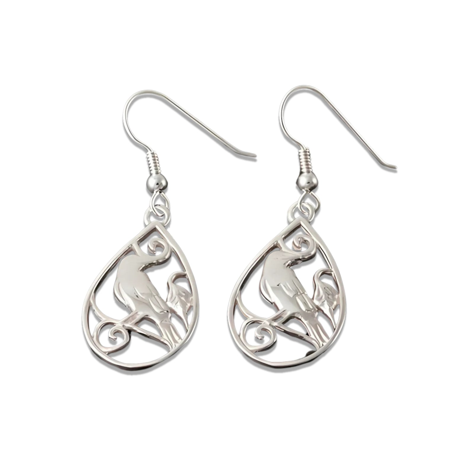 Freija Silver or 9ct Yellow Gold Raven Drop Earrings - FRE05D Shetland