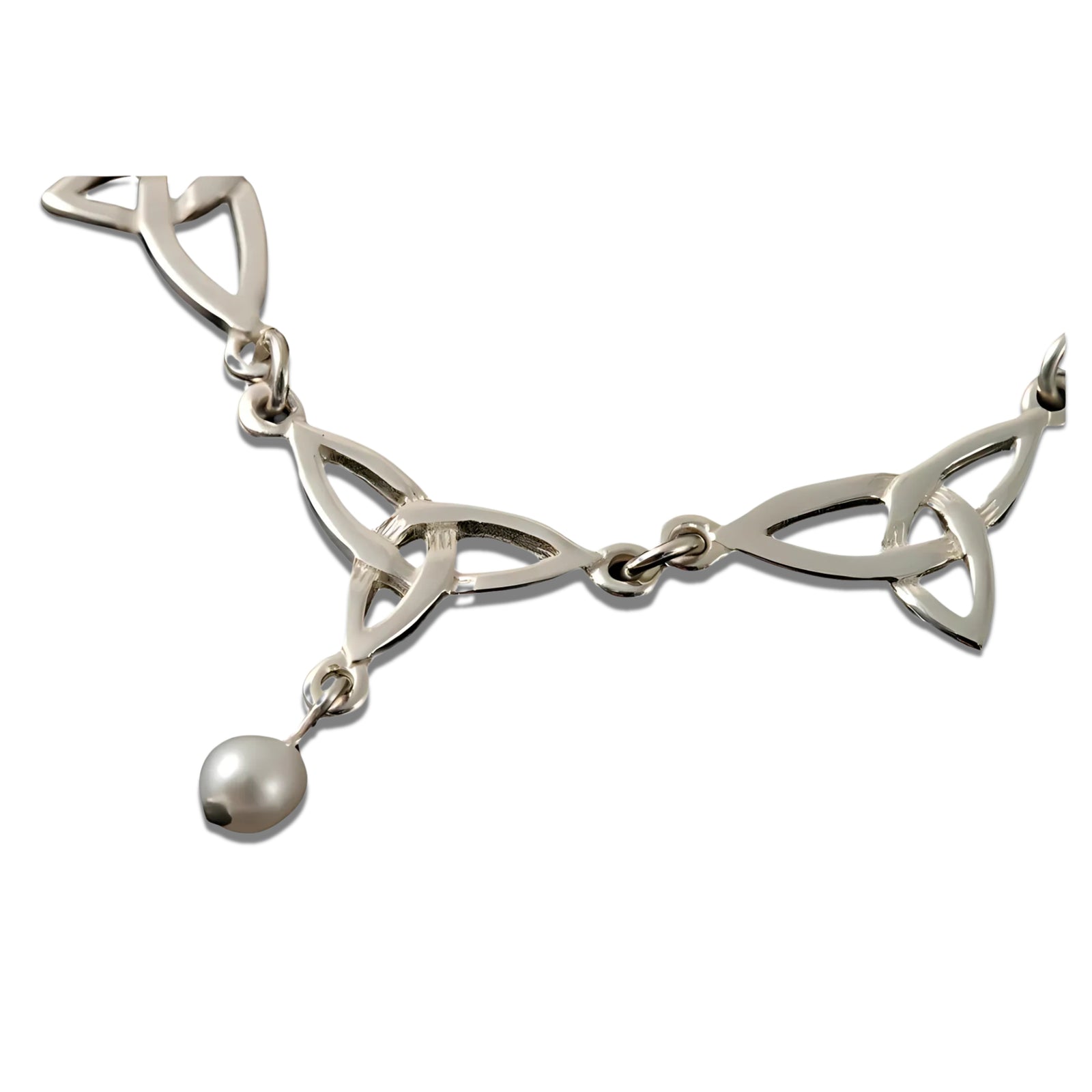 Silver or Gold Celtic Pearl Necklace - HP103- Shetland