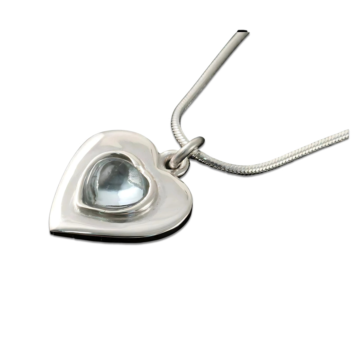 Silver Peerie Smoorikins Heart With Topaz Pendant - P356- Shetland