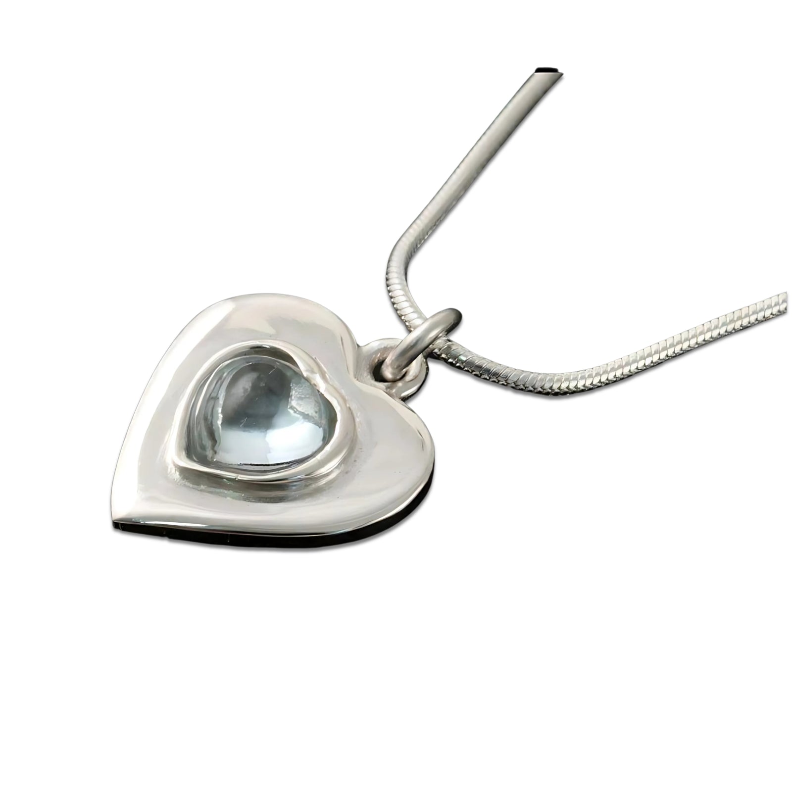 Silver Peerie Smoorikins Heart With Topaz Pendant - P356- Shetland
