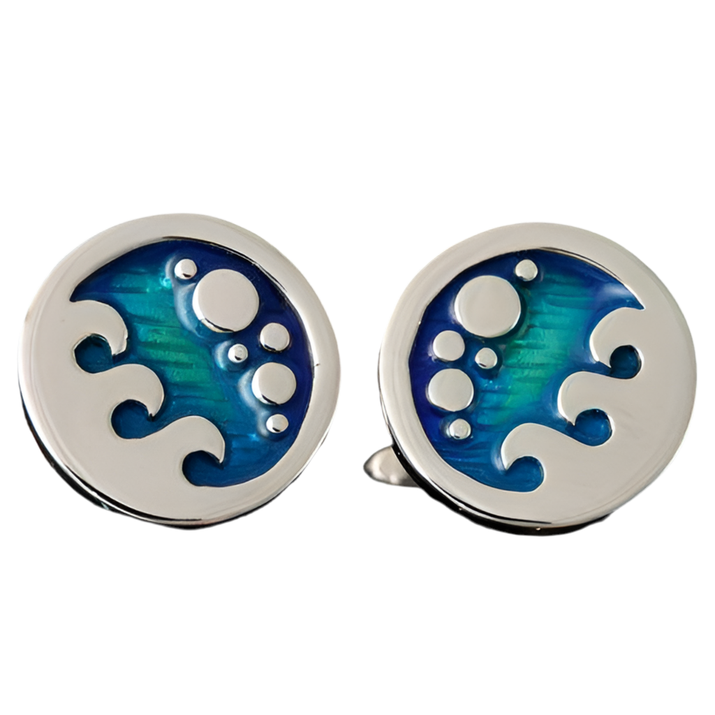 Silver And Enamel Seascape Cufflinks - SSC661 Shetland