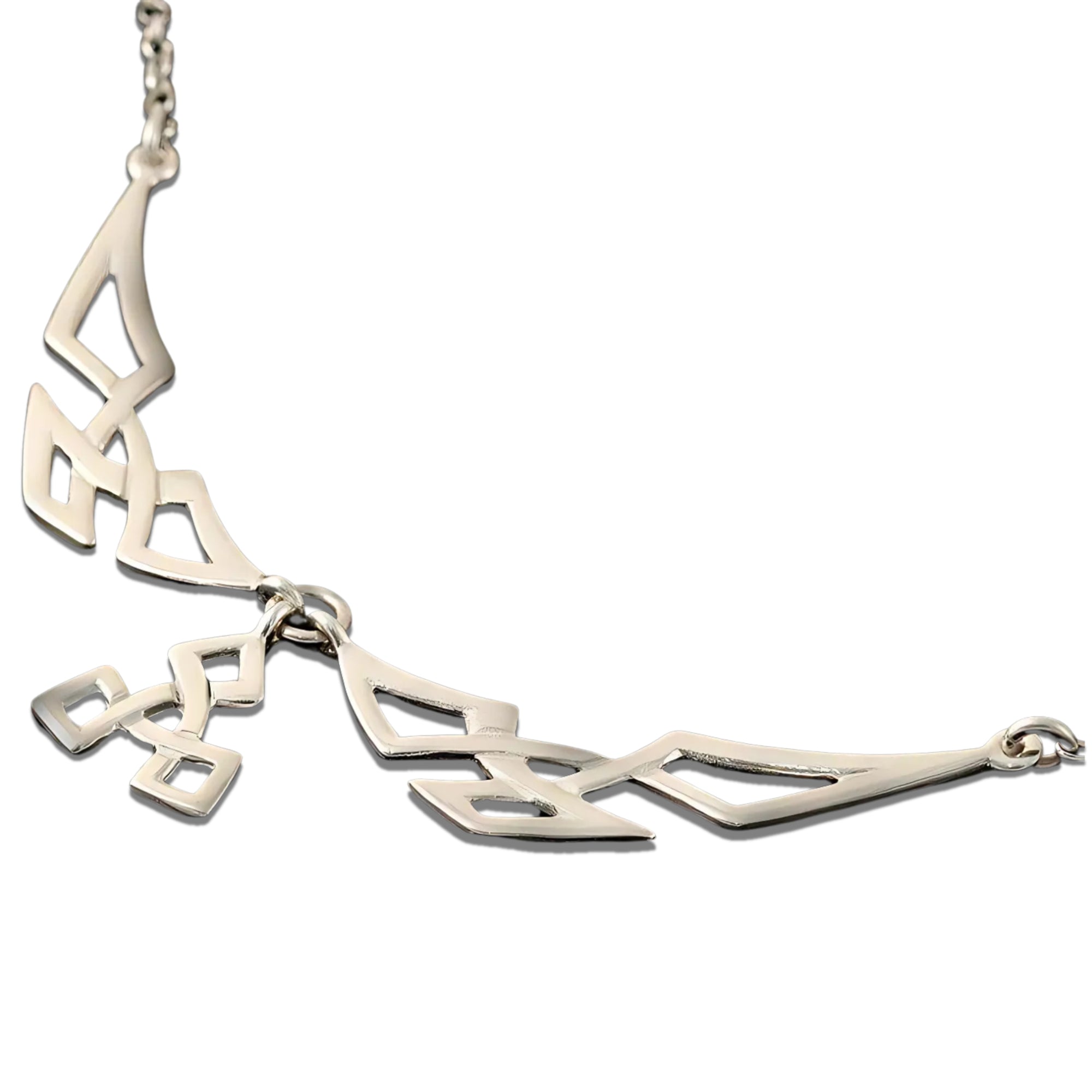 Sterling Silver Three Part Line Of Life Necklace - P783 Shetland