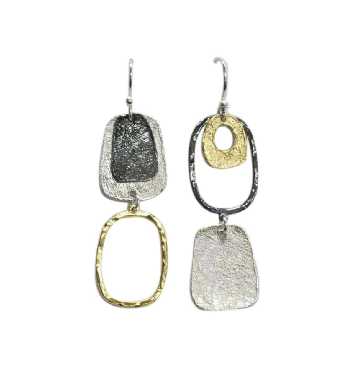 Three Colour Abstract Drop Earrings.