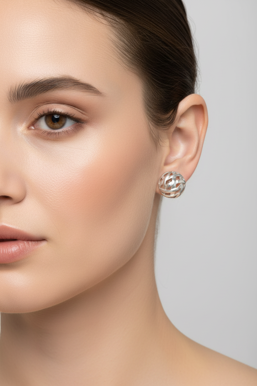 Round Criss Cross Sterling Silver Earrings Tokash