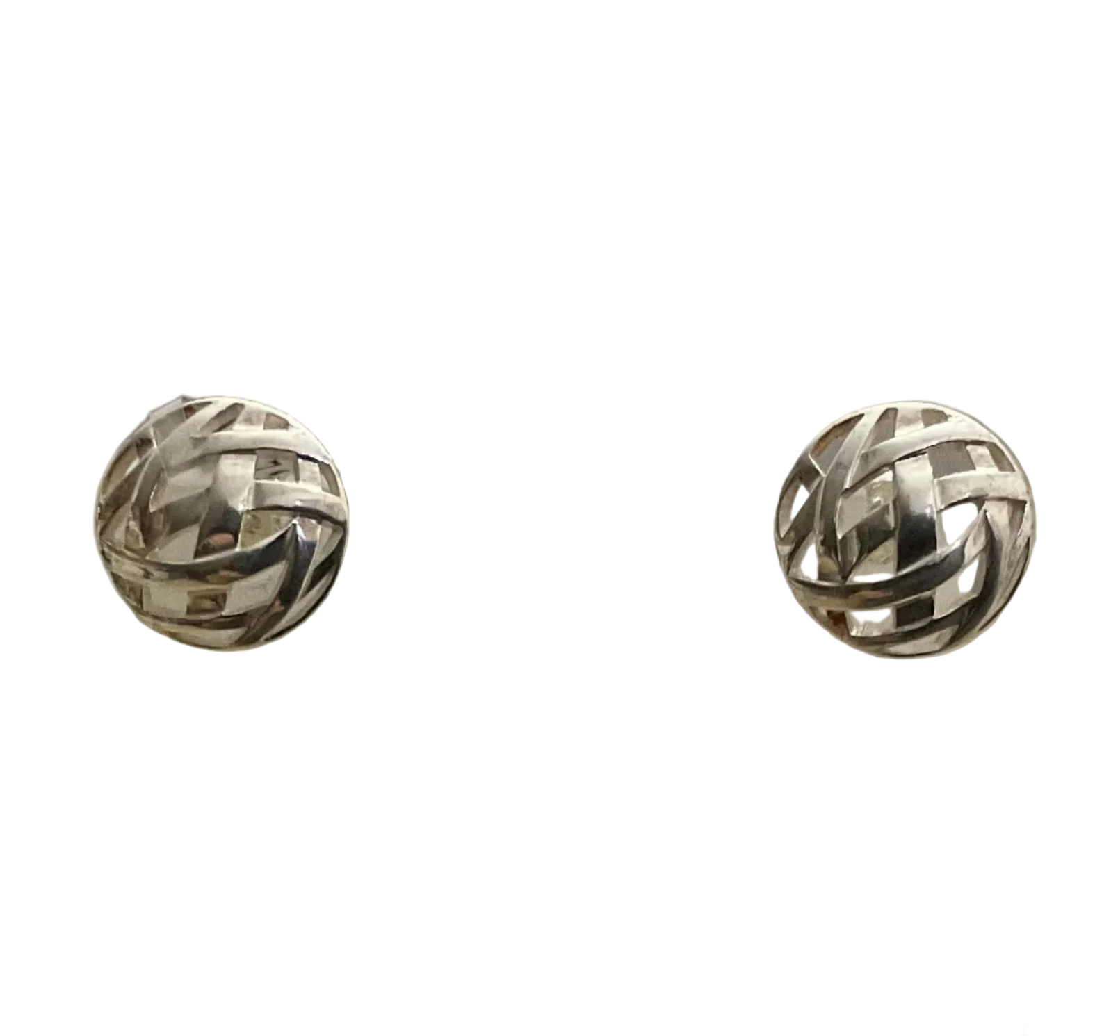 Round Criss Cross Sterling Silver Earrings Tokash