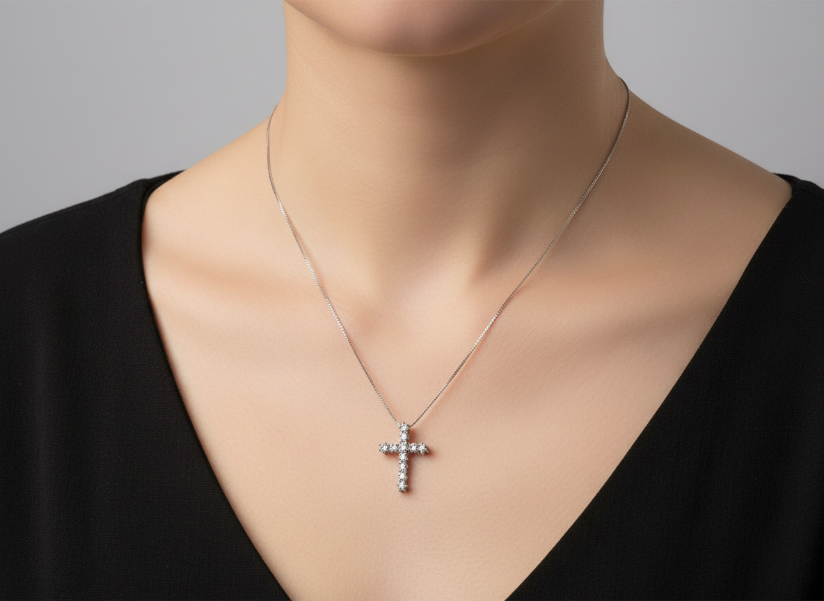 18ct White Gold and Diamond Cross-Ogham Jewellery