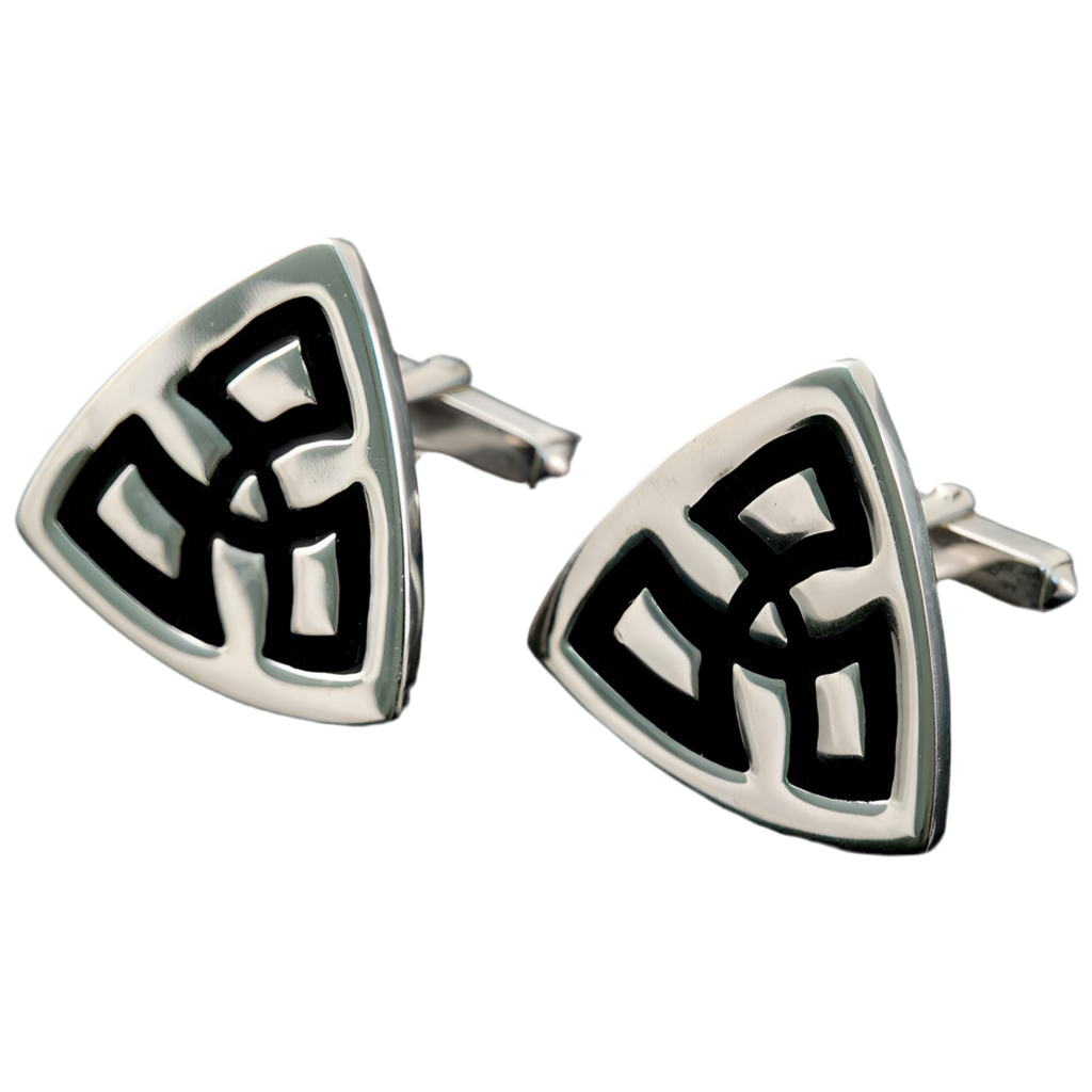 Silver And Enamel Triquetra Triangle Cufflinks - C790 Shetland