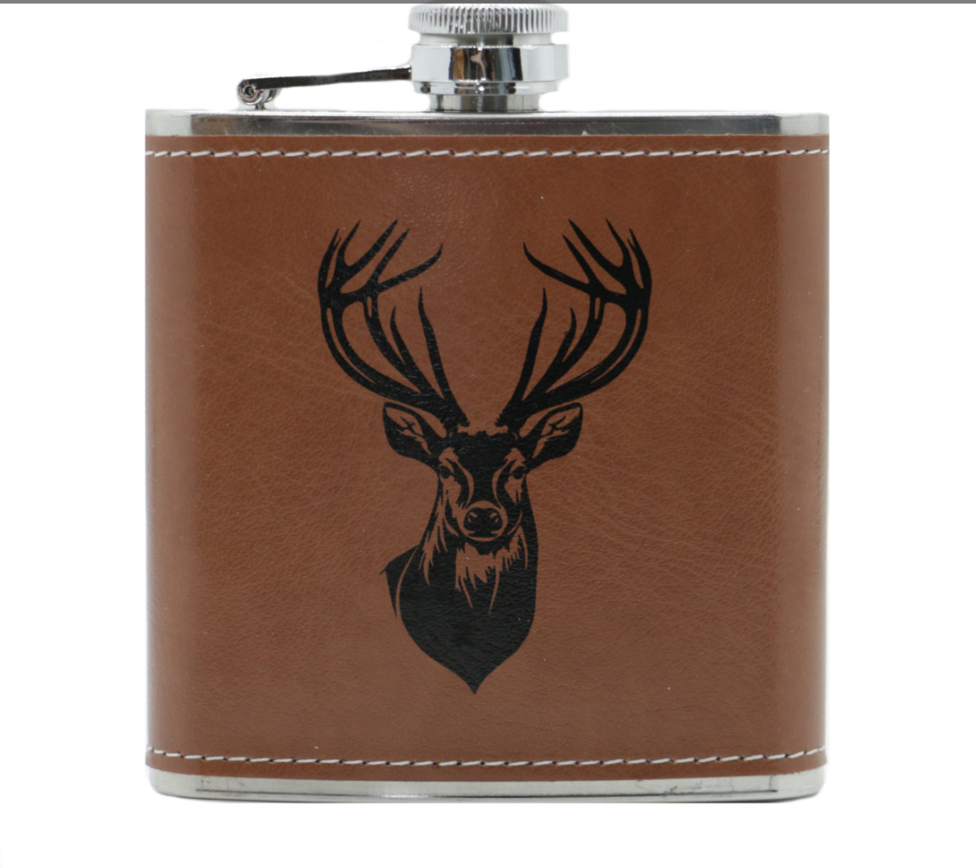 Stag Design Hip Flask – 6oz Stainless Steel
