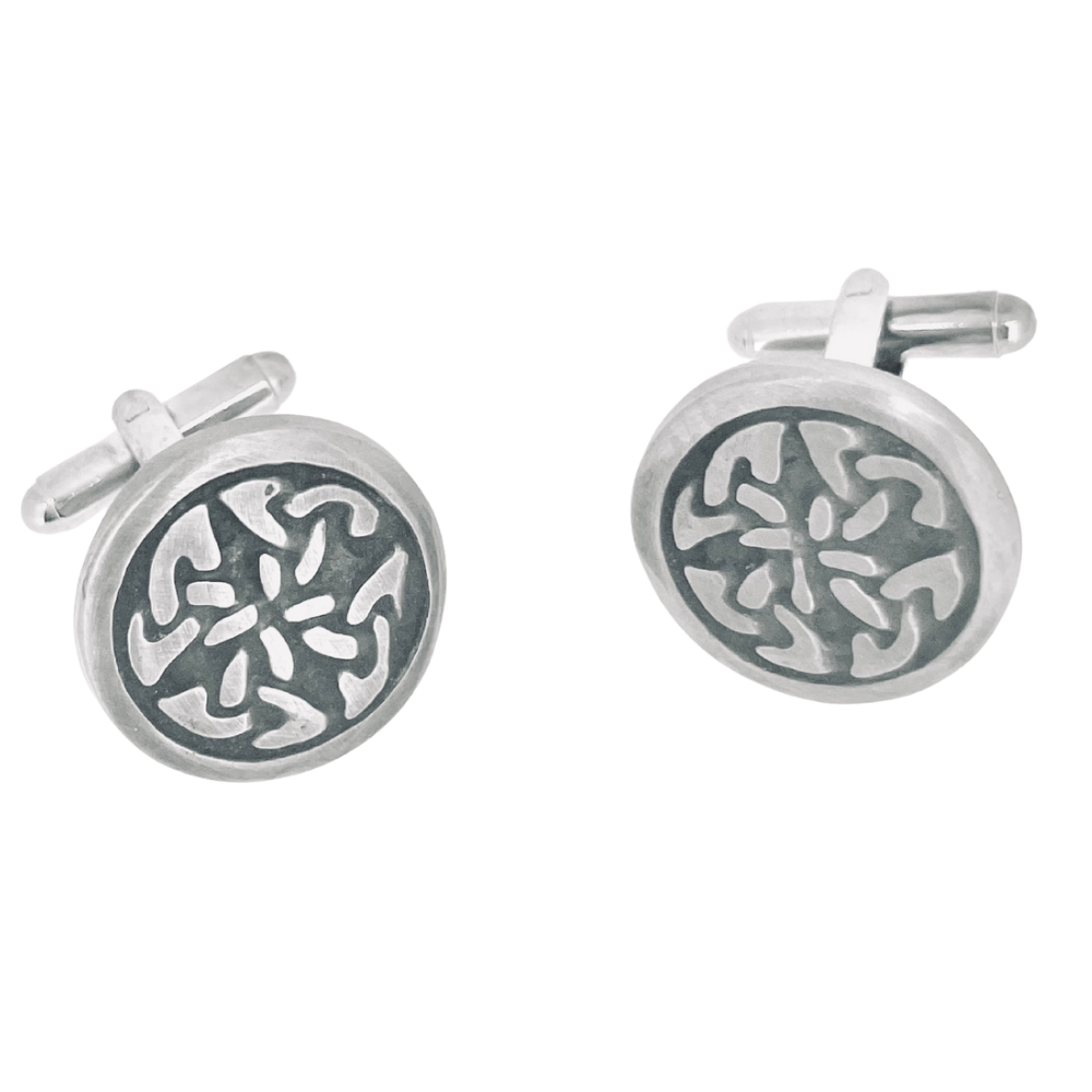 Oxidised Celtic Knot Pewter Cufflinks PC290B Pewtermill