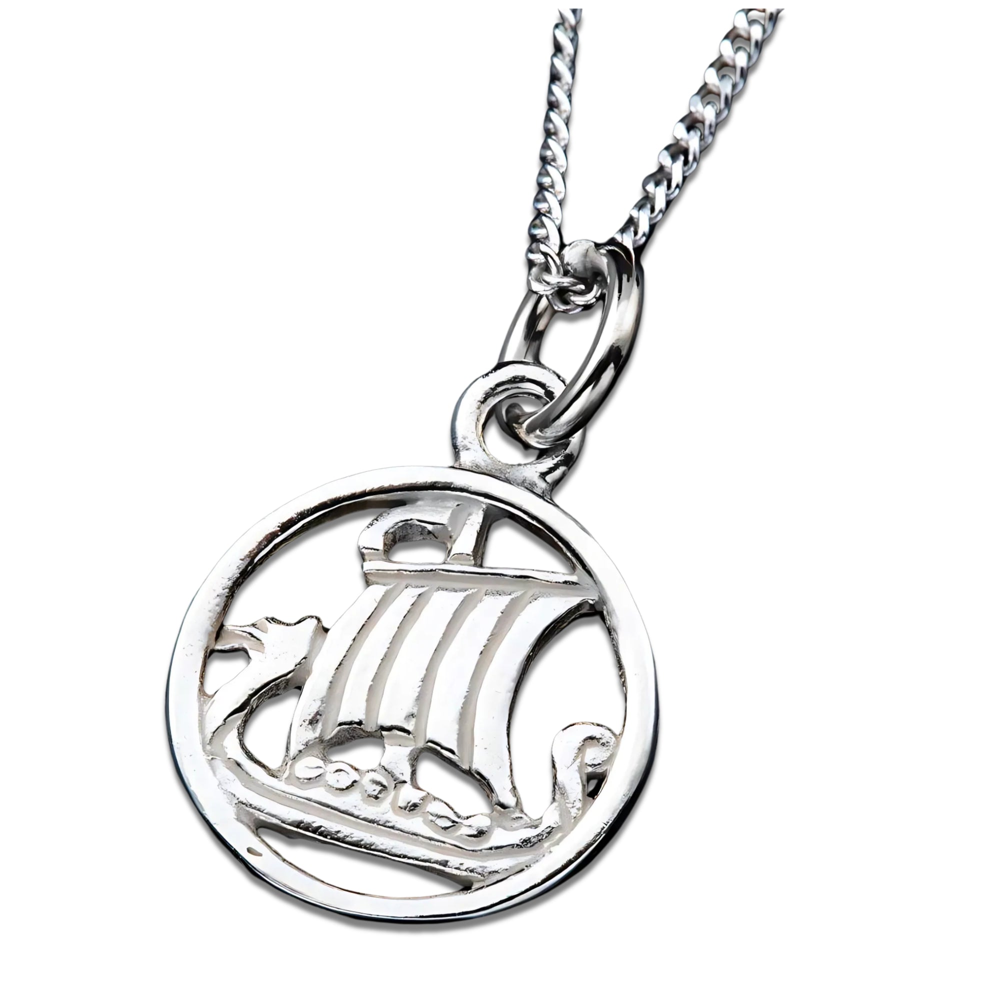 Silver Or Gold Viking Long Ship Pendant - P99- Shetland