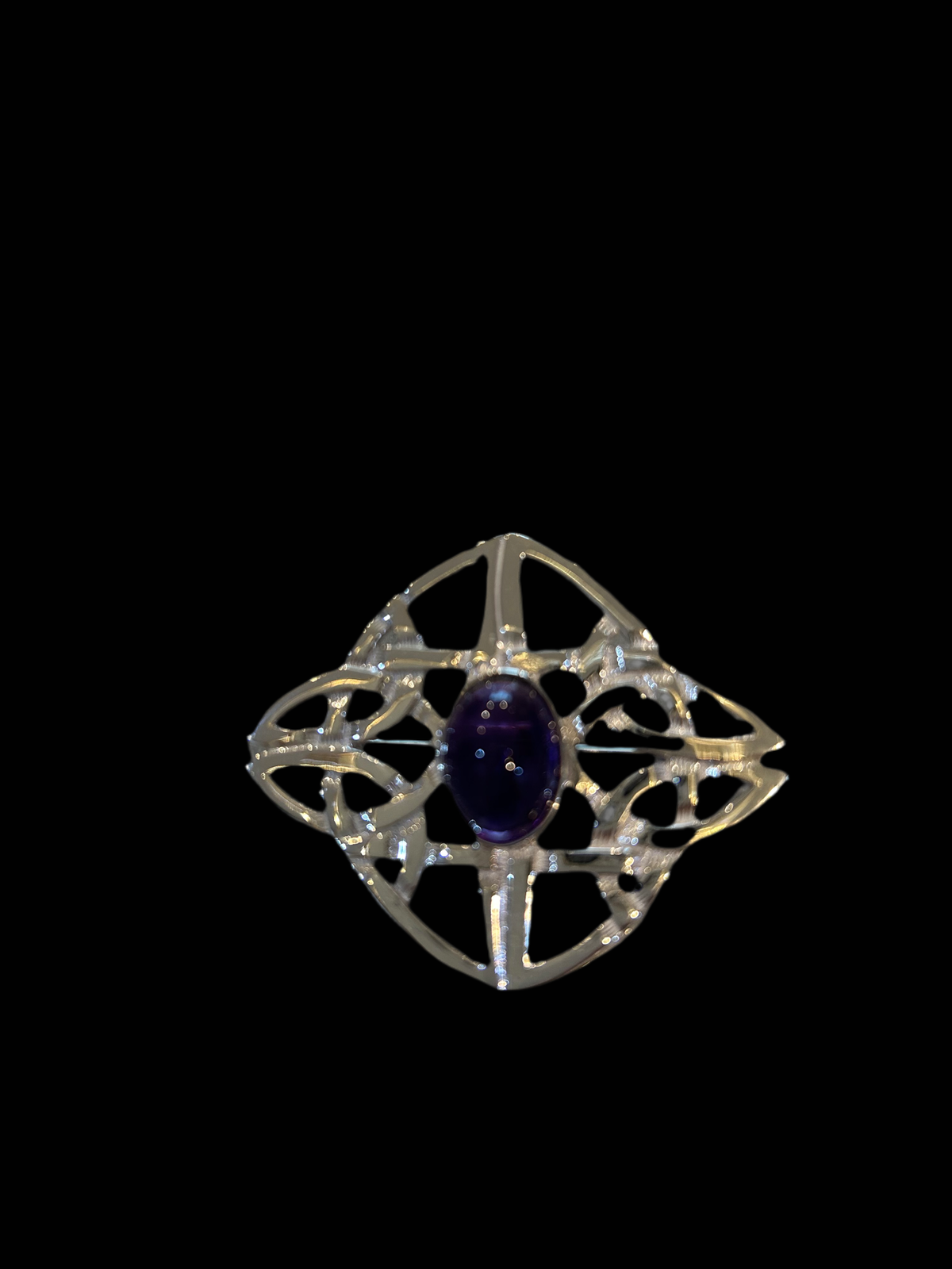 Silver Or Gold Amber Celtic Brooch - AB142 Shetland