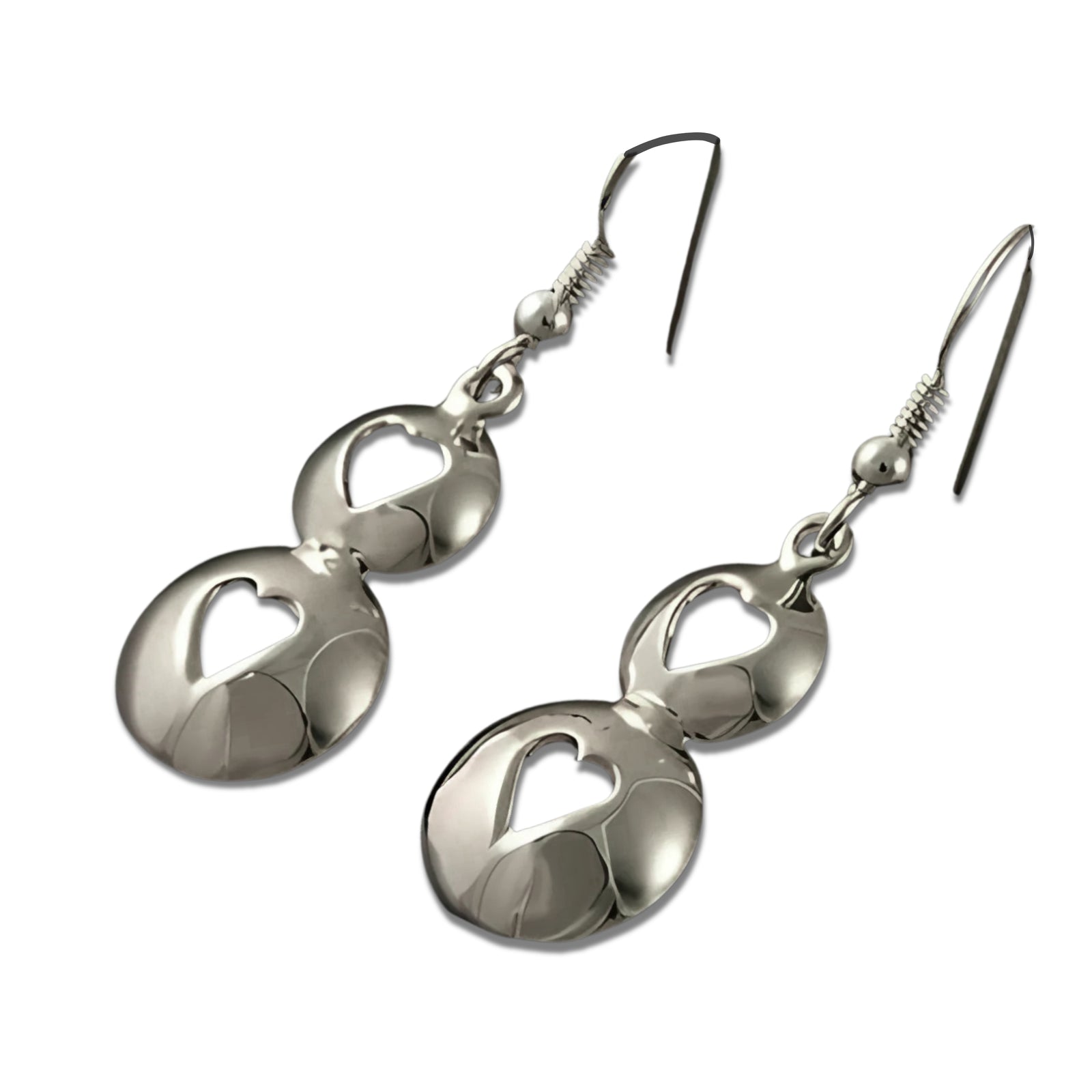 Peerie Smoorkins Drop Or Hook Two Heart Earrings - E353- Shetland