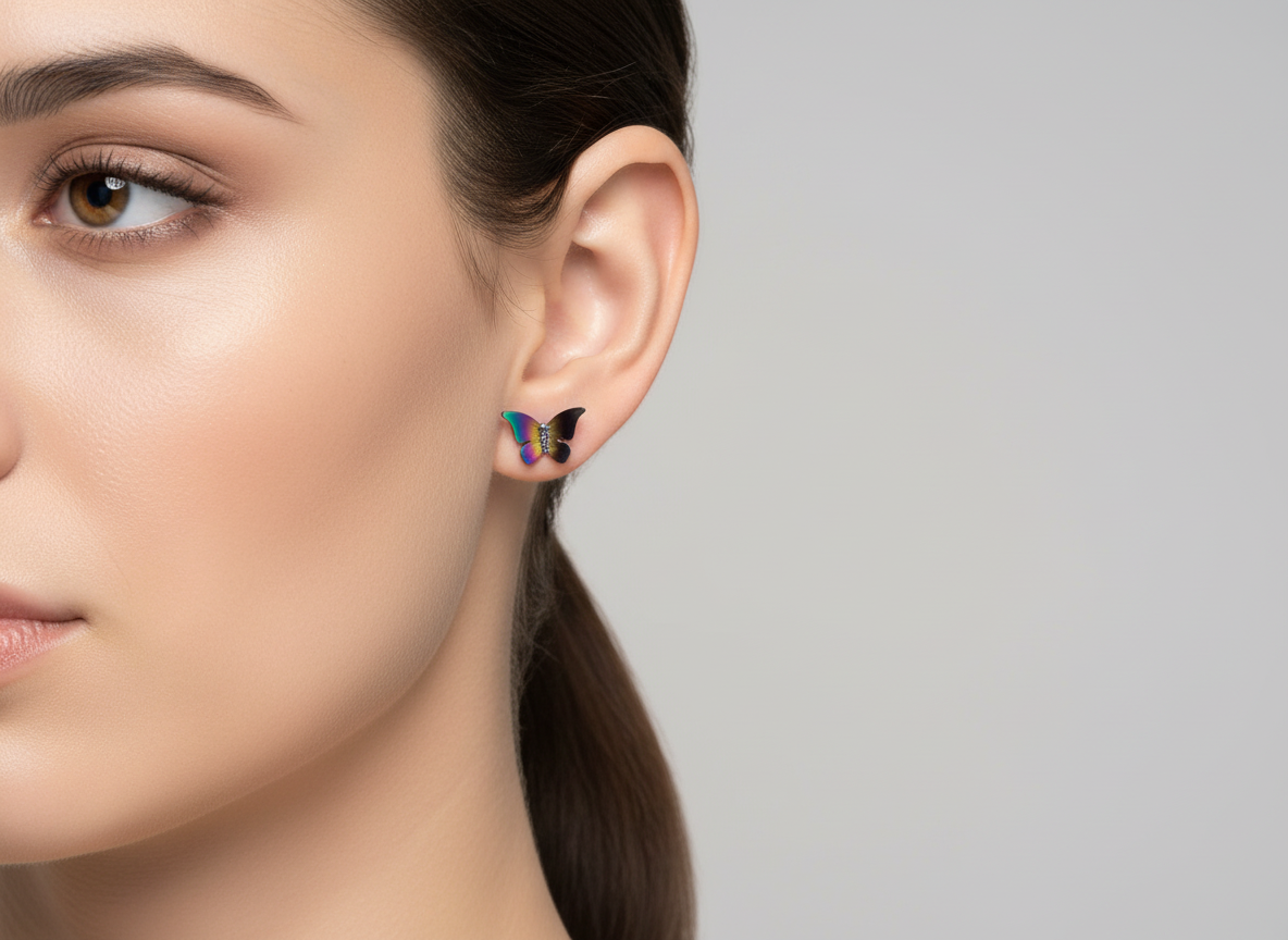 Titanium and silver butterflies515 LBJ