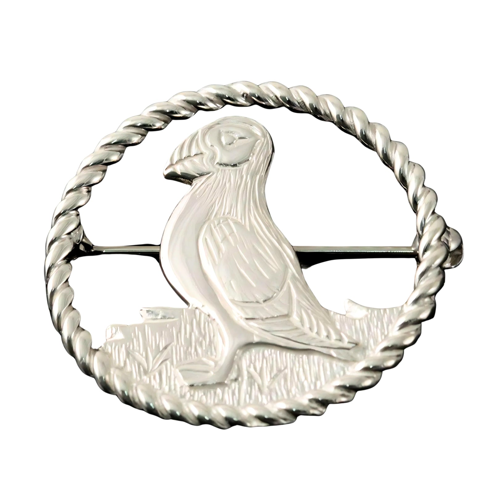 Sterling Silver Or Gold Puffin Twist Brooch - B100-s Shetland