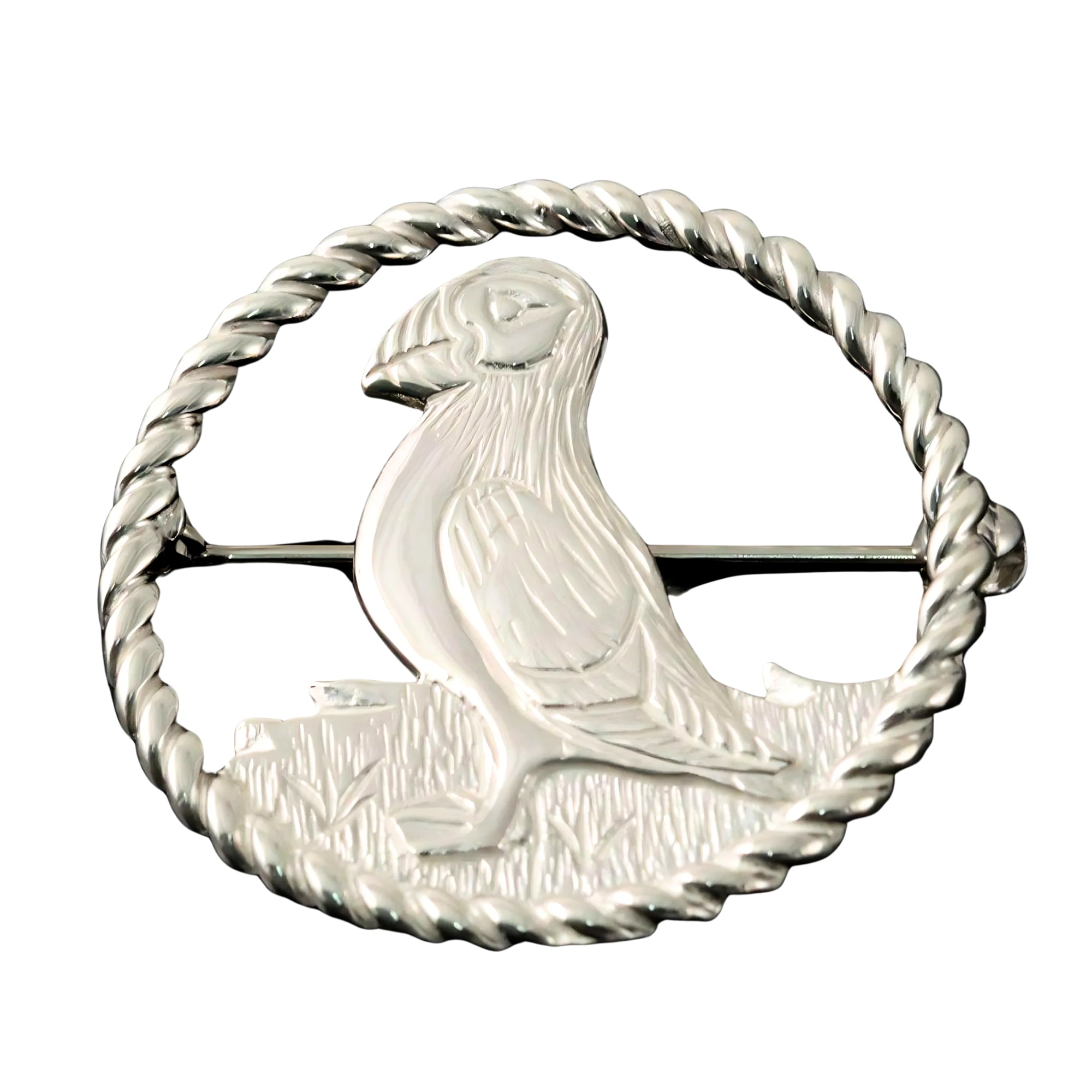 Sterling Silver Or Gold Puffin Twist Brooch - B100-s
