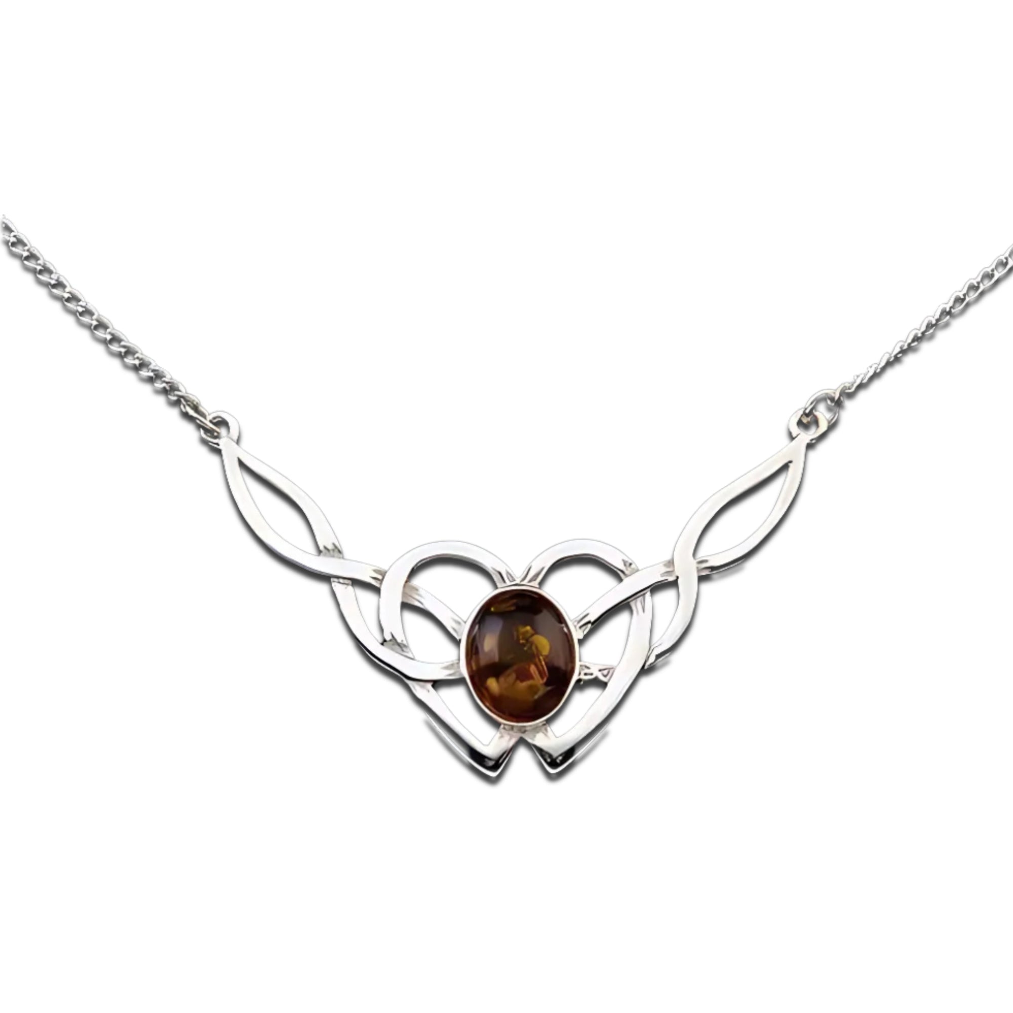 Sterling Silver or Gold Celtic Necklace With Amber - AP120