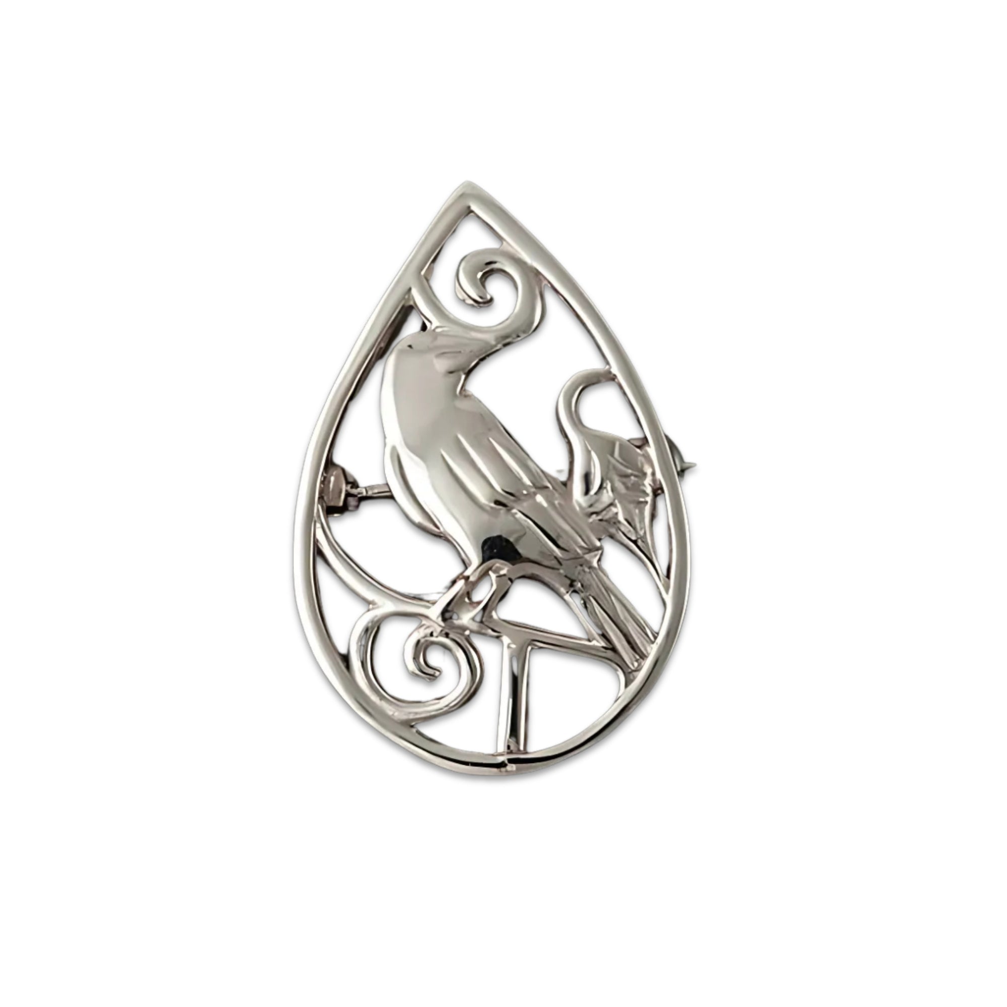 Freija Raven Silver Or 9ct Yellow Gold Brooch FRB04 Shetland