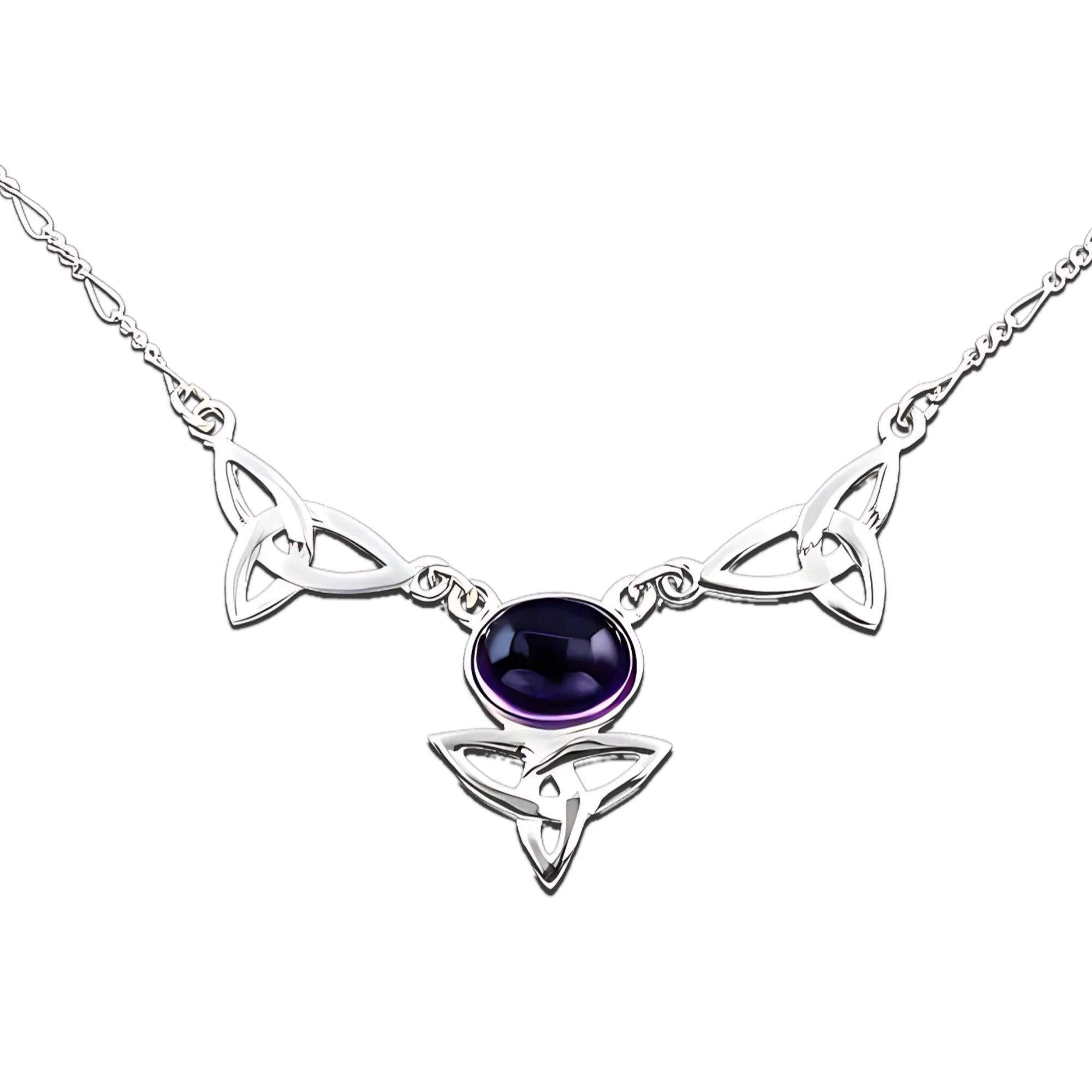Sterling Silver or Gold Celtic Necklace With Amethyst - AP103/A