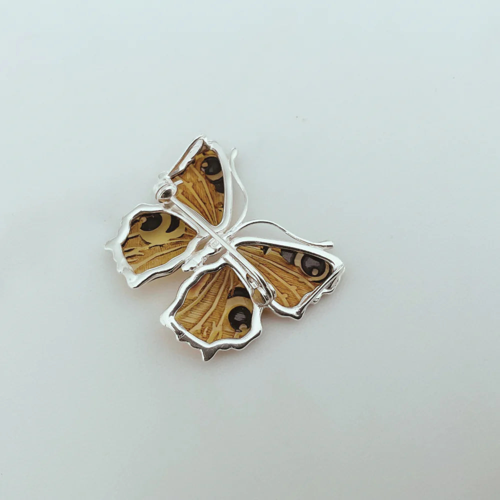Amber Butterfly Brooch/ Pendant in Sterling Silver BR9