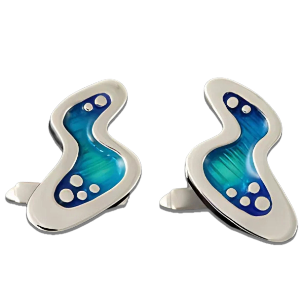Silver And Enamel Seascape Bubble Cufflinks - SSC555 Shetland