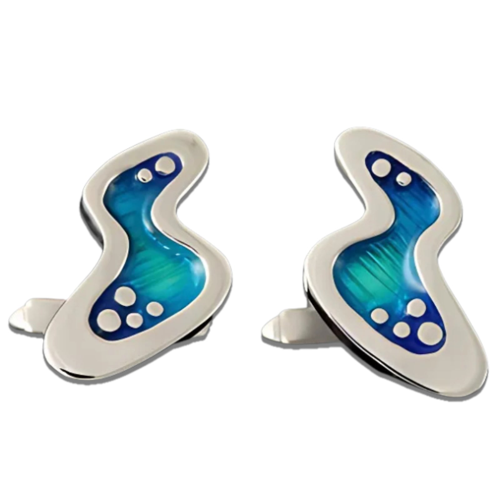 Silver And Enamel Seascape Bubble Cufflinks - SSC555 Shetland