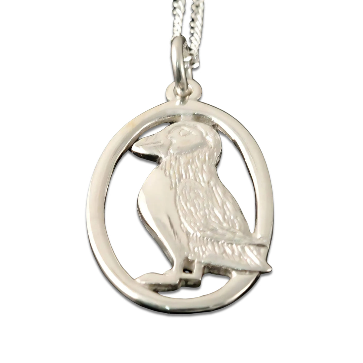 Silver Or Gold Oval Puffin Pendant - P10- Shetland