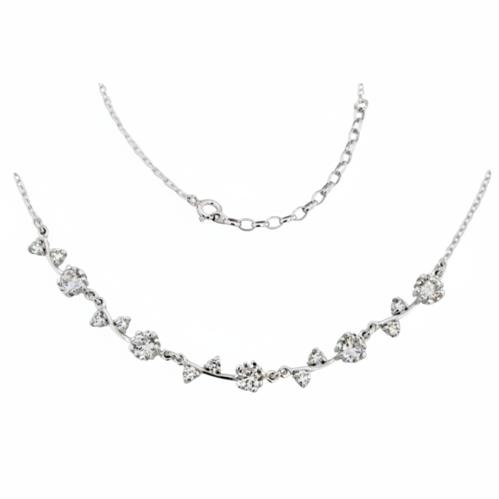 Cubic Zirconium silver necklace 701247Tokash