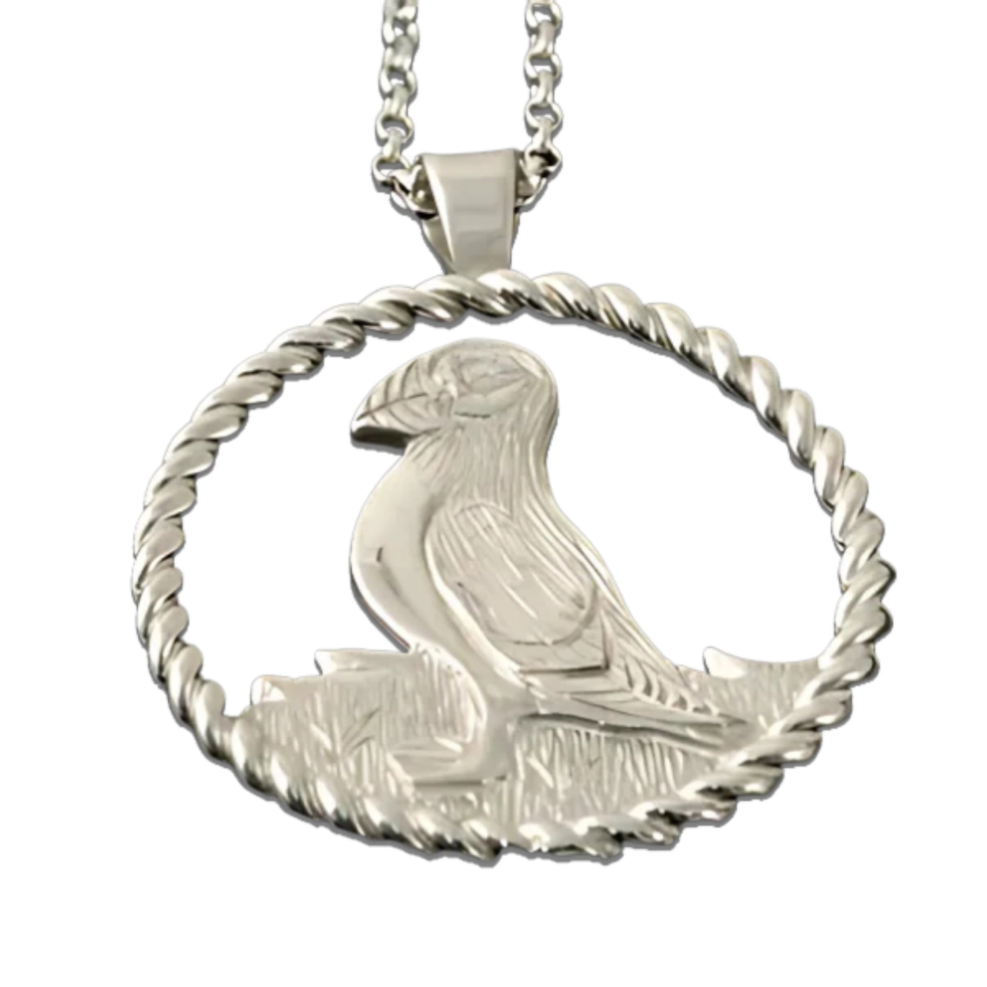 Silver Or Gold Puffin Twist Pendant - P101- Shetland