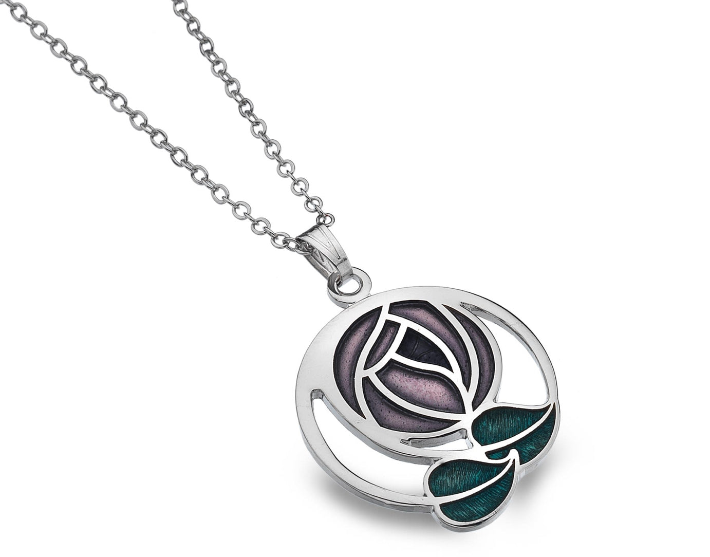 Sea Gems purple double drop Mackintosh Rose Pendant 7264