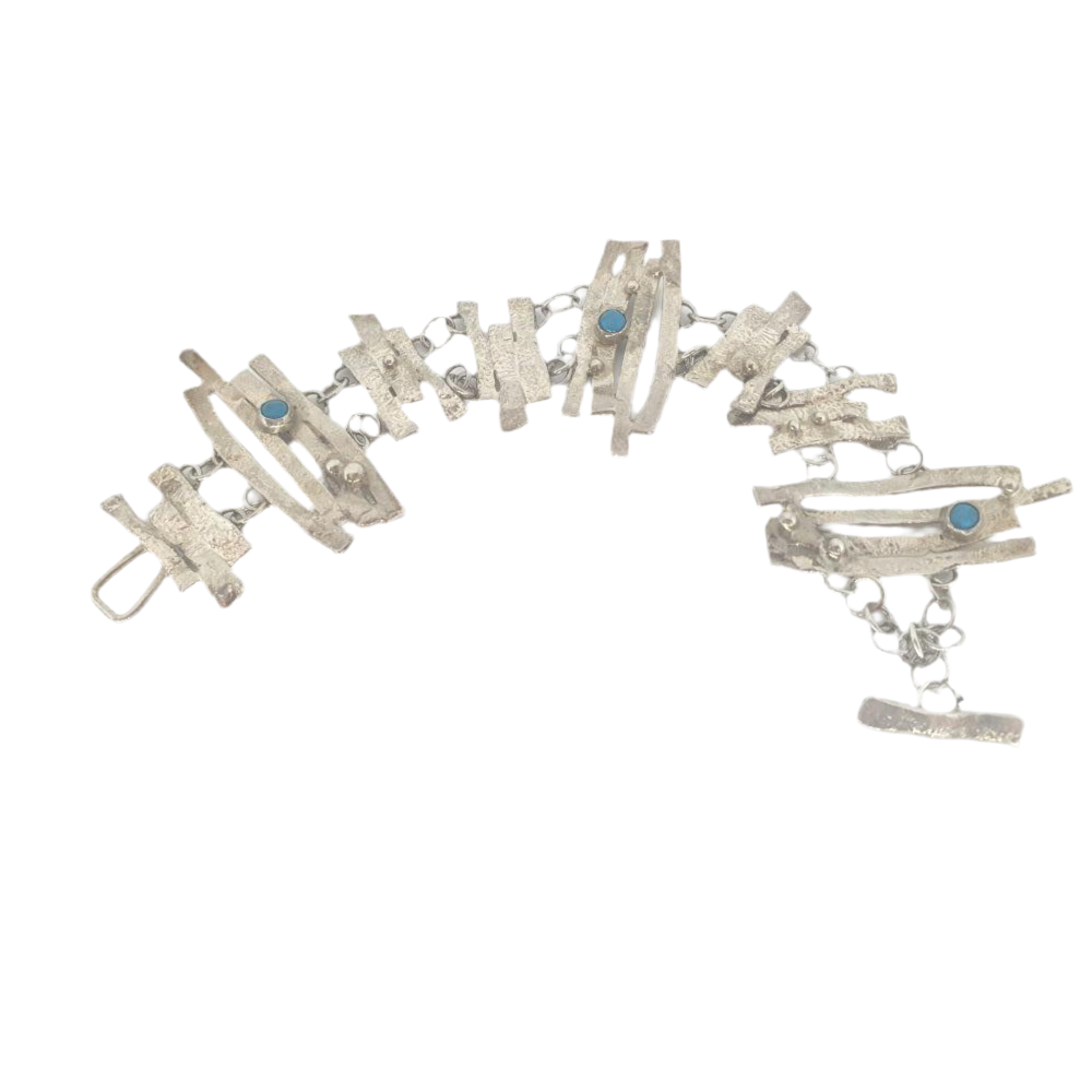 Designer Sterling Silver and Opaline Contemporary Bracelet