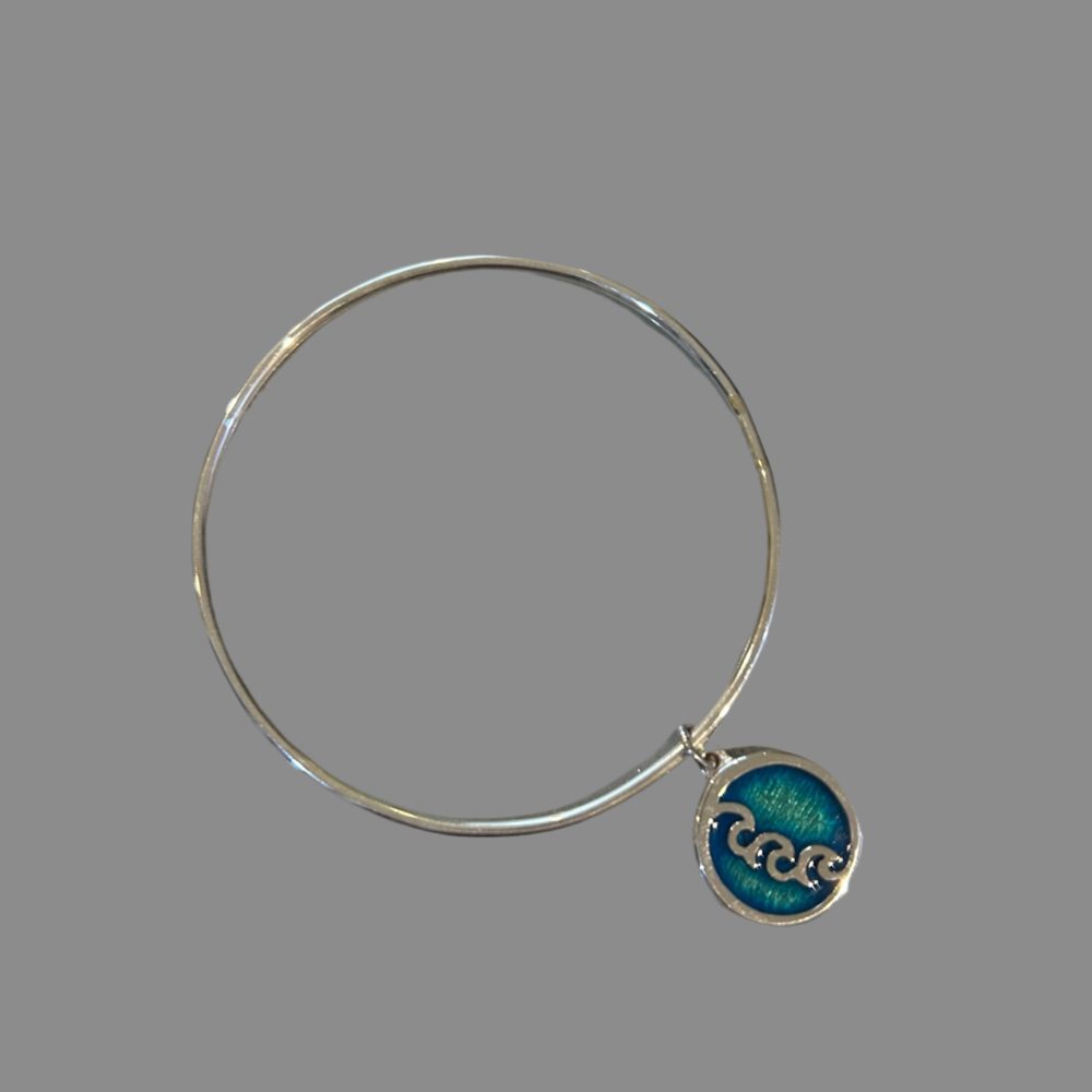 Sterling Silver Seascape Charm Bangle - SSBA11